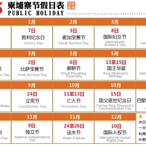 2015 柬埔寨节假日表